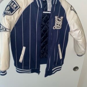 Navy and White Varsity Jacket